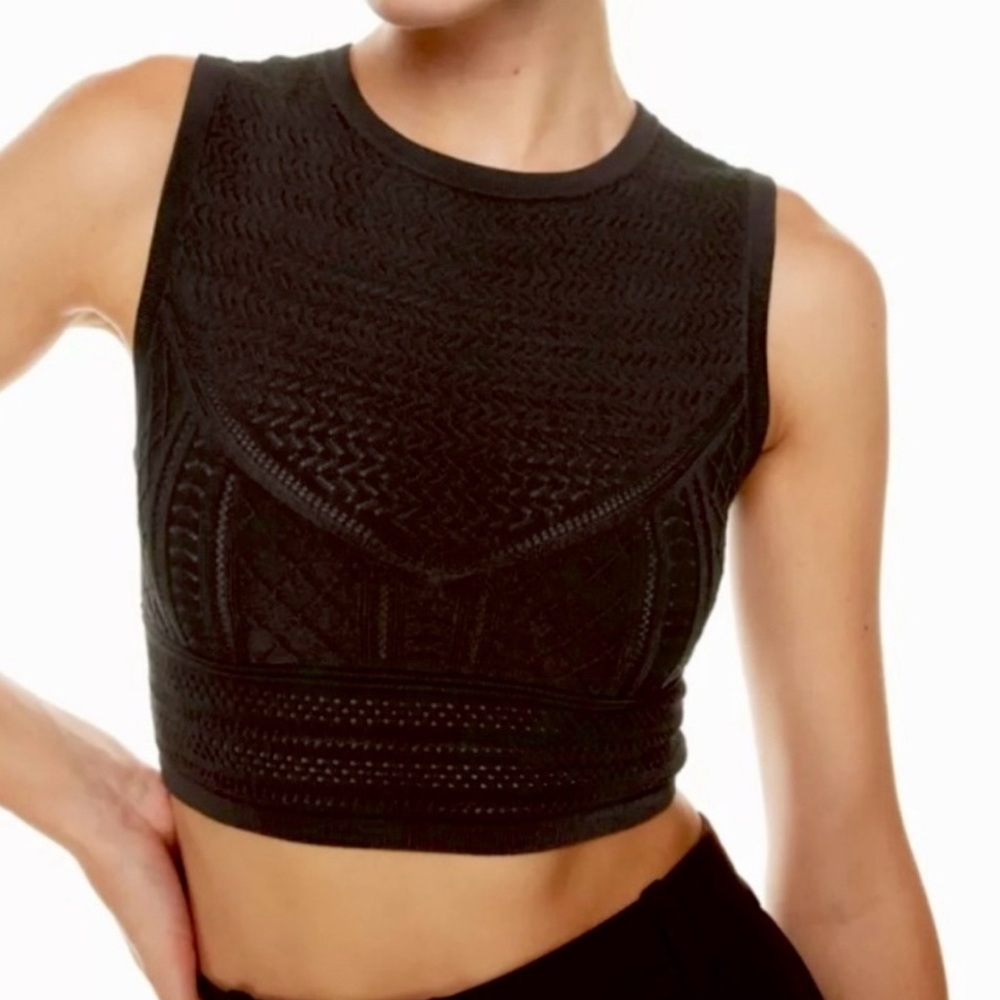 Aritzia Babaton Black Crop Top